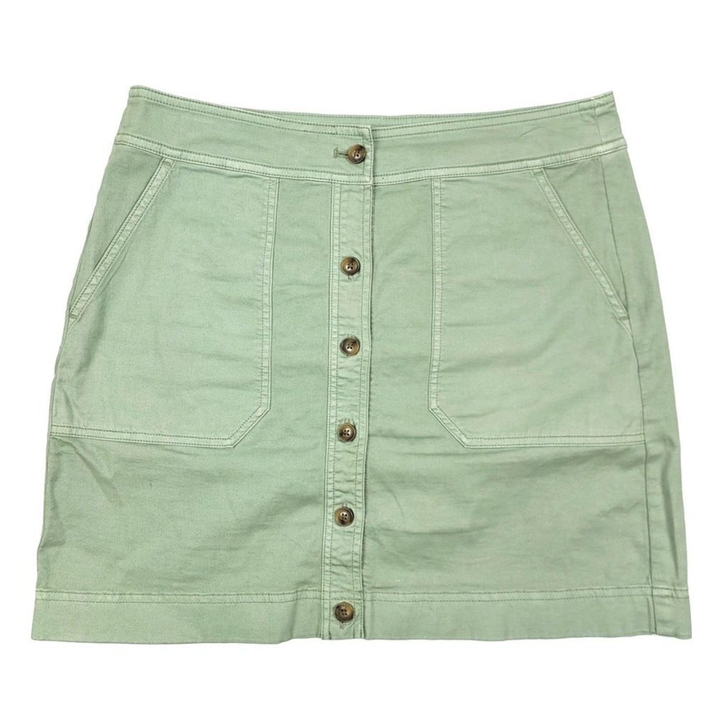 VINEYARD VINES Garment Dyed Utility Skirt Button Front Mini Olive Green Womens 8